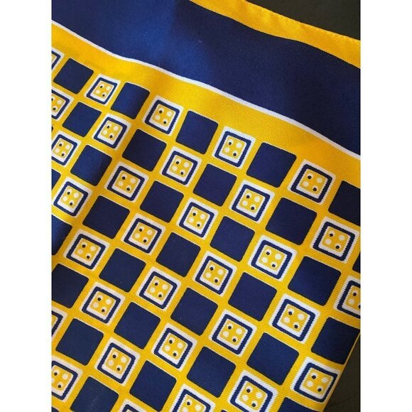 Navy Blue Gold Geometric Square Print Scarf - Picture 4 of 4